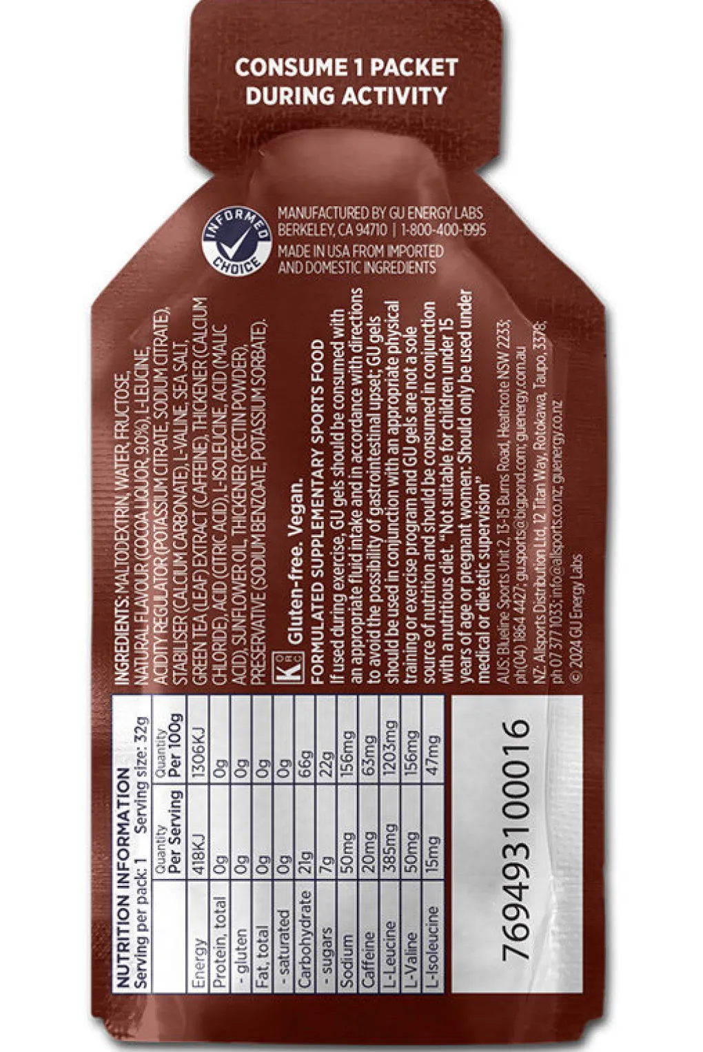 Gu Energy Gel-Choc