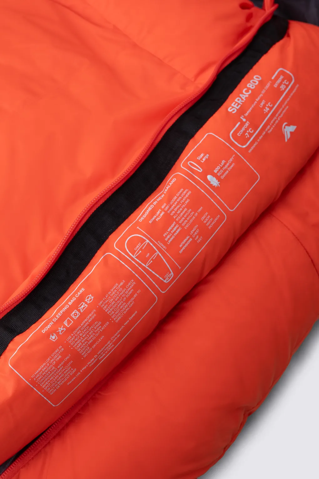 Macpac Large Serac 800 Down Sleeping Bag (-14°C)