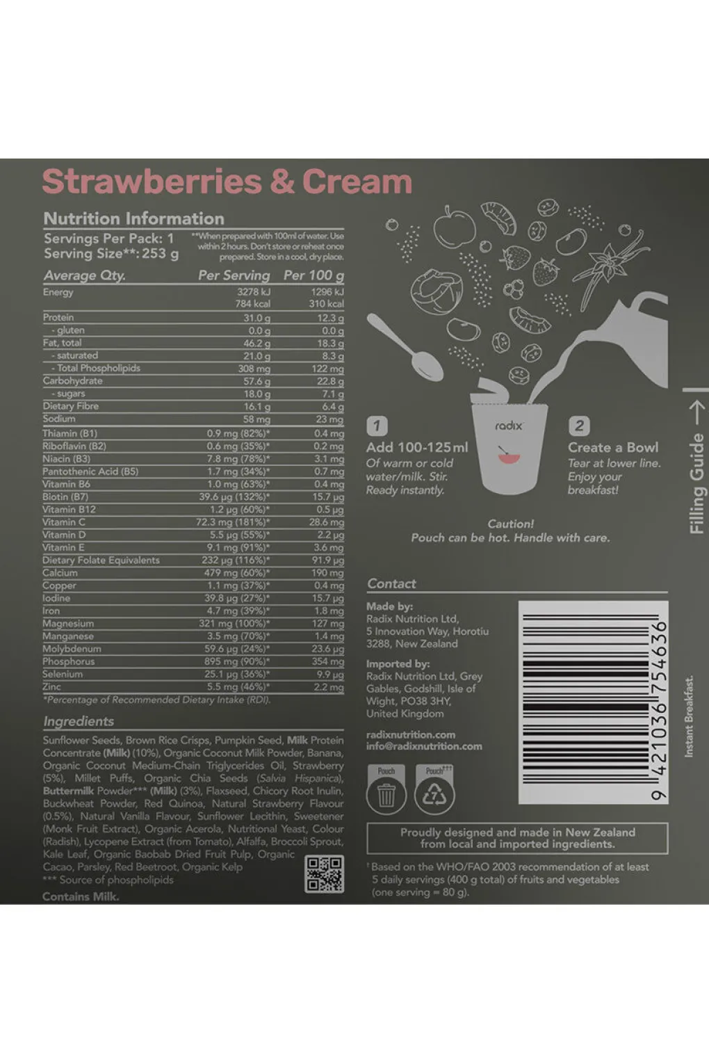Radix ULTRA 800kcal Strawberries & Cream Dairy Breakfast - 153g